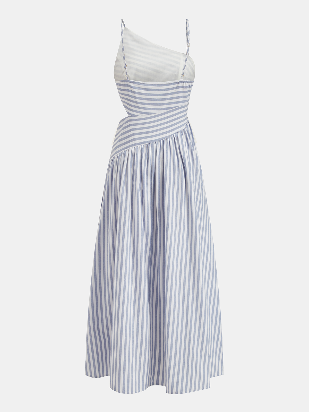 Vestido Maxi asimétrico a rayas con recortes tipo camisa