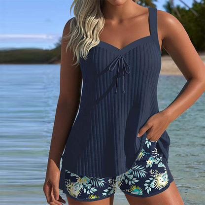 Rocío™ | Tankini a rayas con braguita de dos piezas