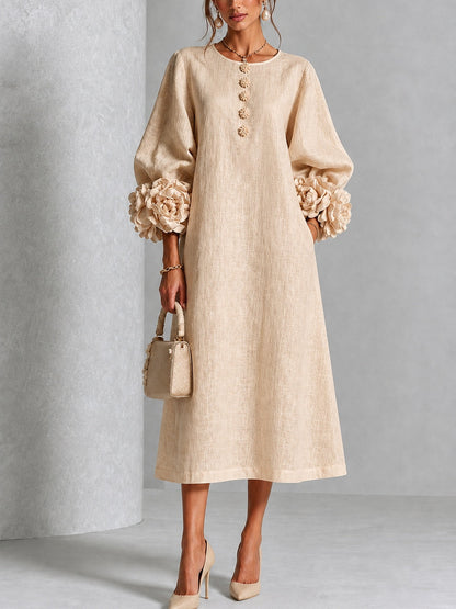 Vestido midi beige
