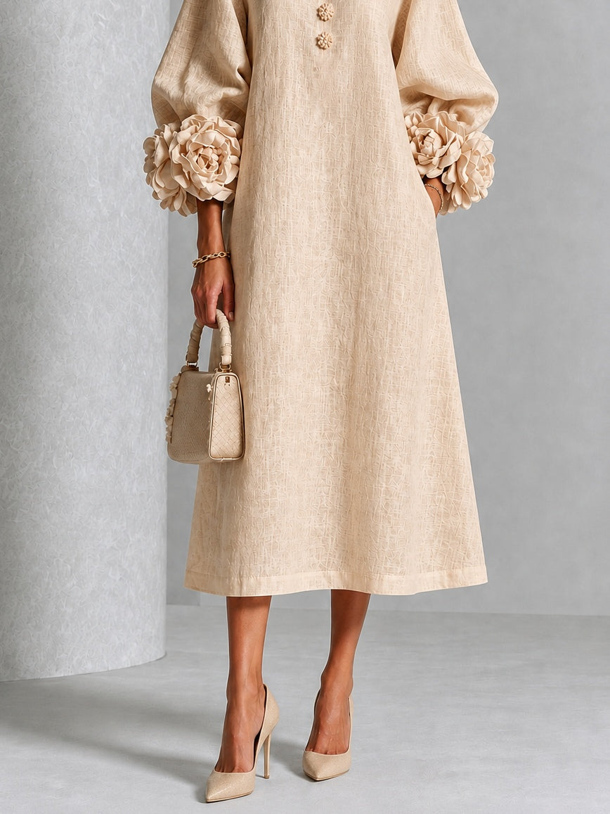 Vestido midi beige