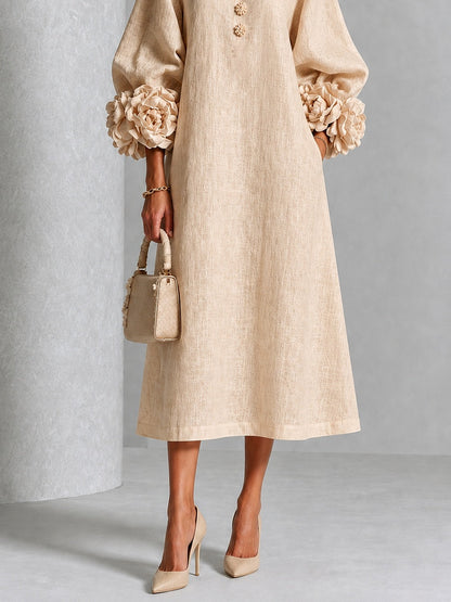 Vestido midi beige