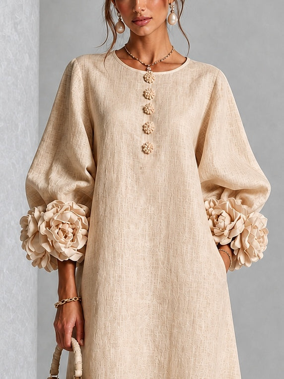 Vestido midi beige