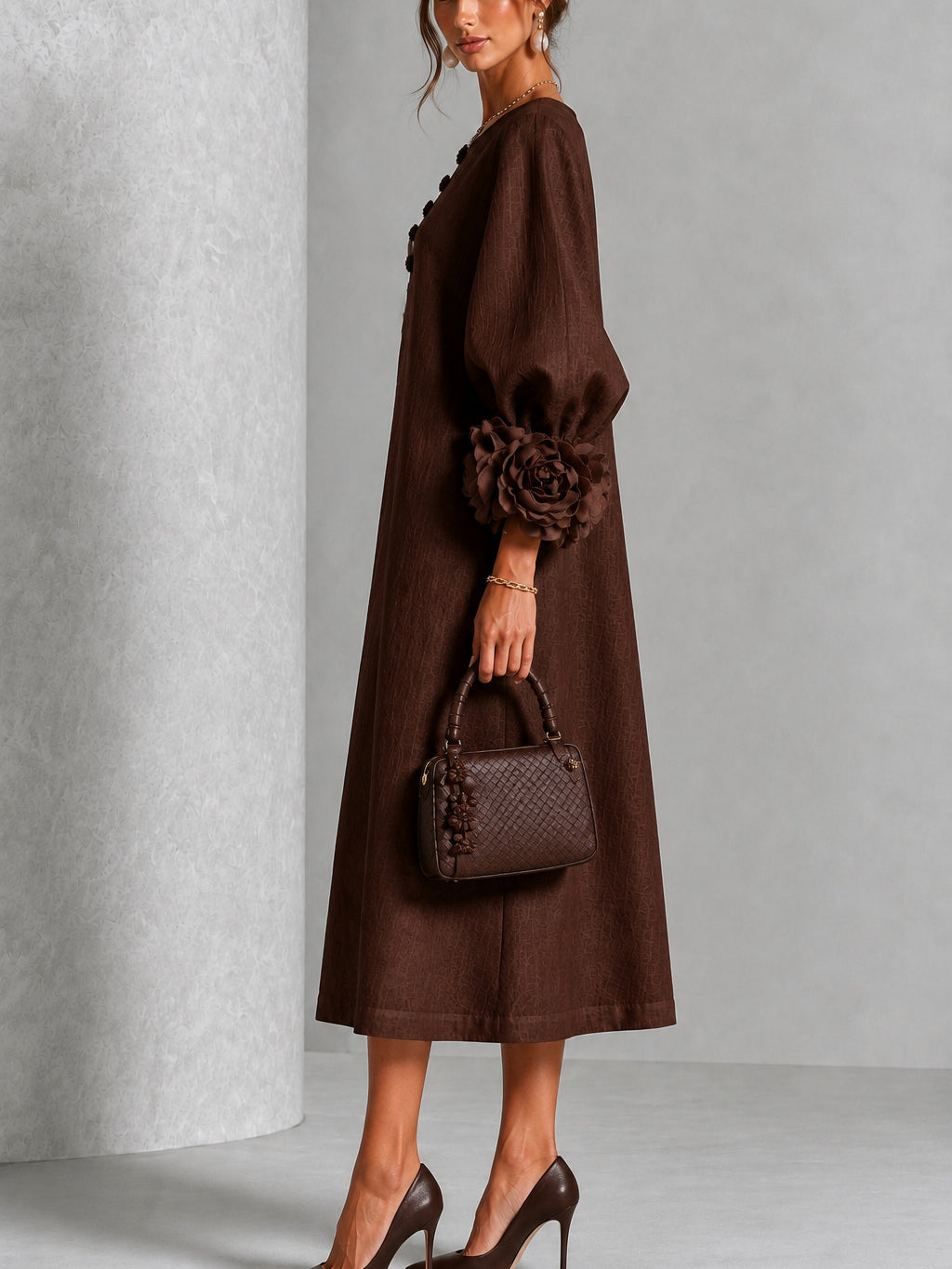 Vestido midi marrón
