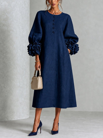 Vestido midi azul marino