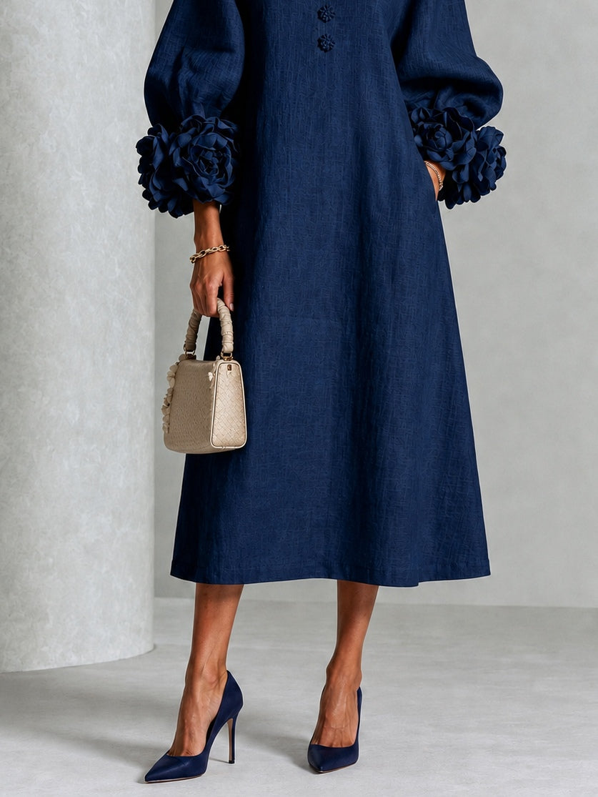 Vestido midi azul marino