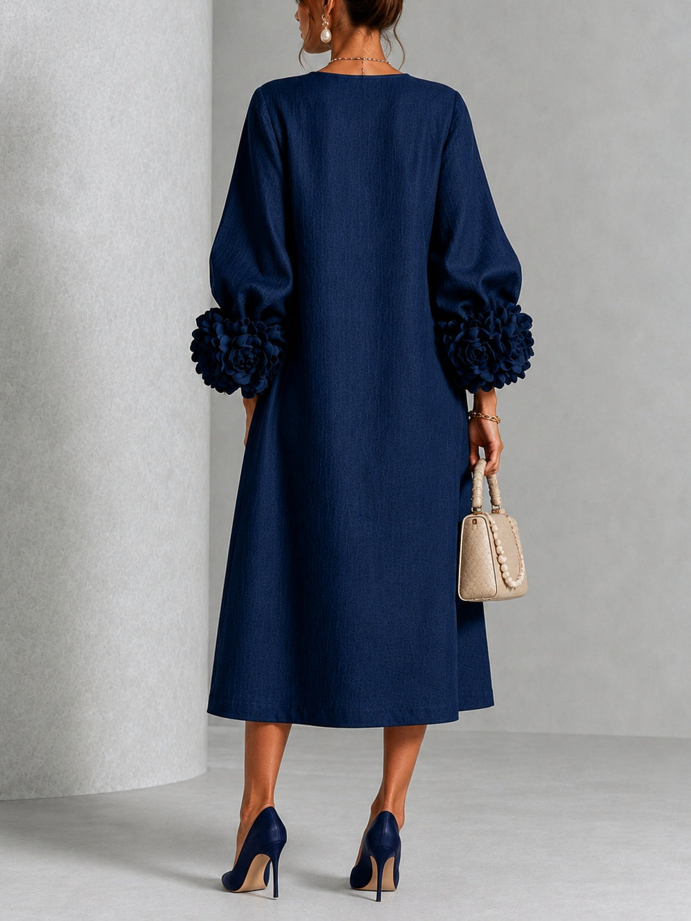 Vestido midi azul marino