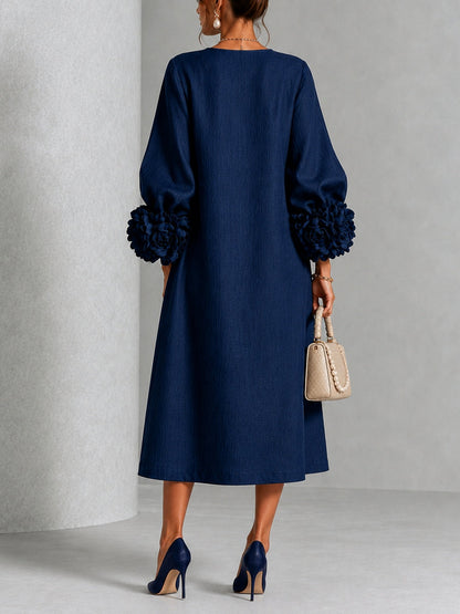 Vestido midi azul marino