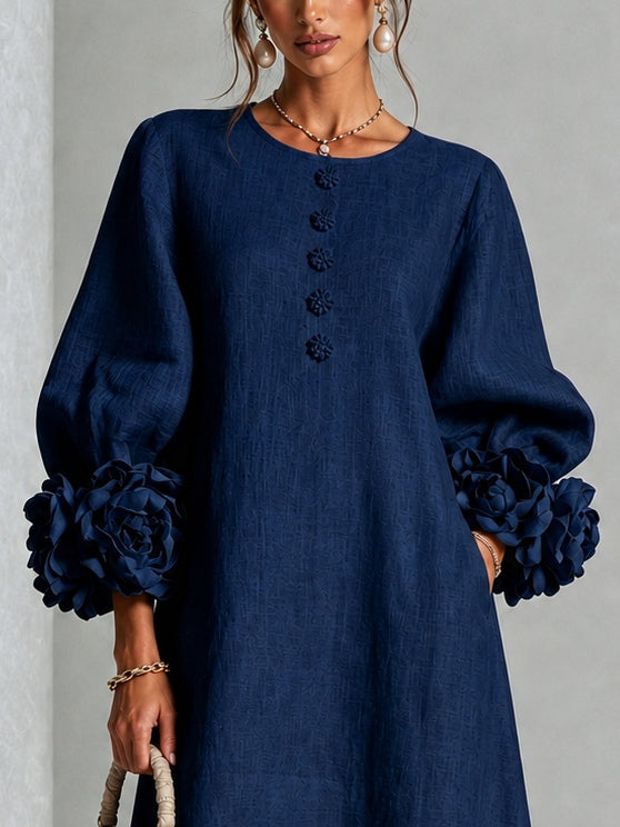 Vestido midi azul marino
