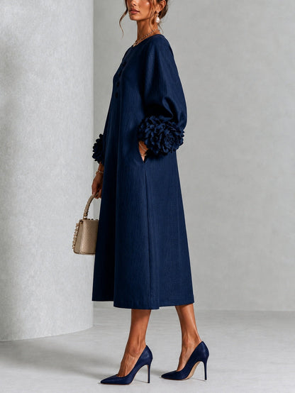Vestido midi azul marino