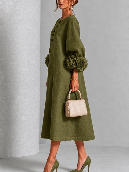 Vestido midi oliva