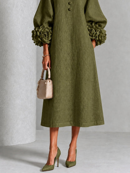 Vestido midi oliva