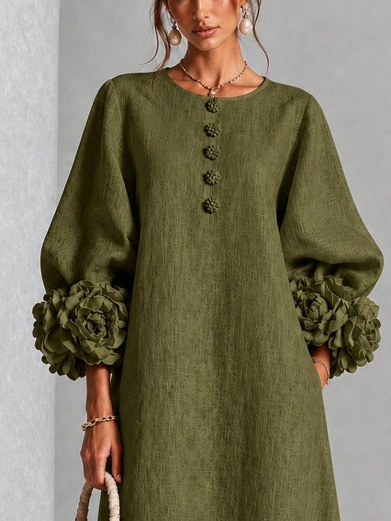 Vestido midi oliva
