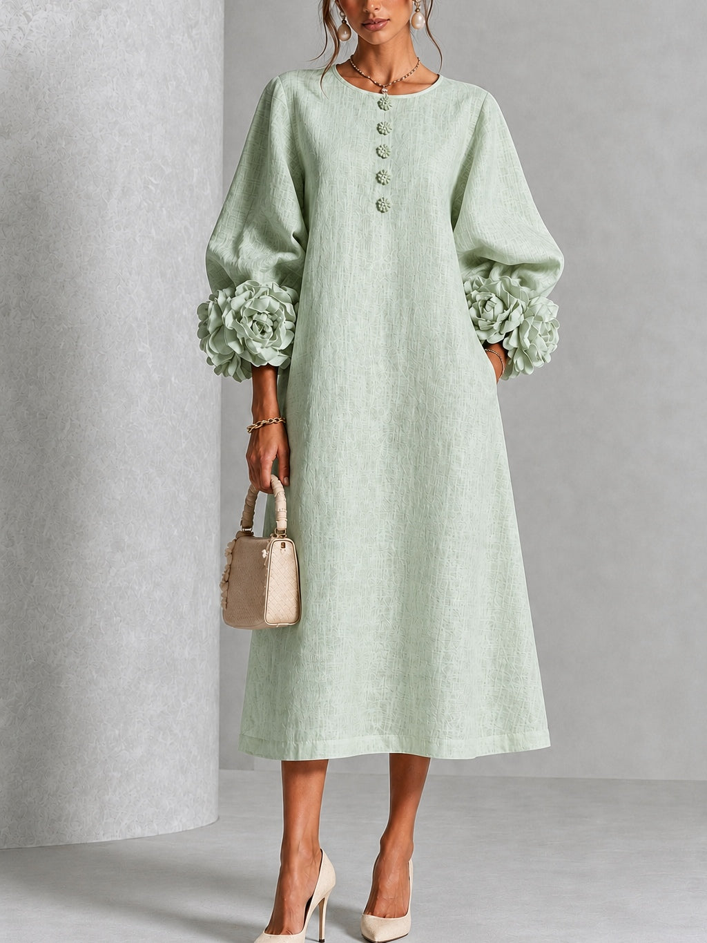 Vestido midi bruma de salvia