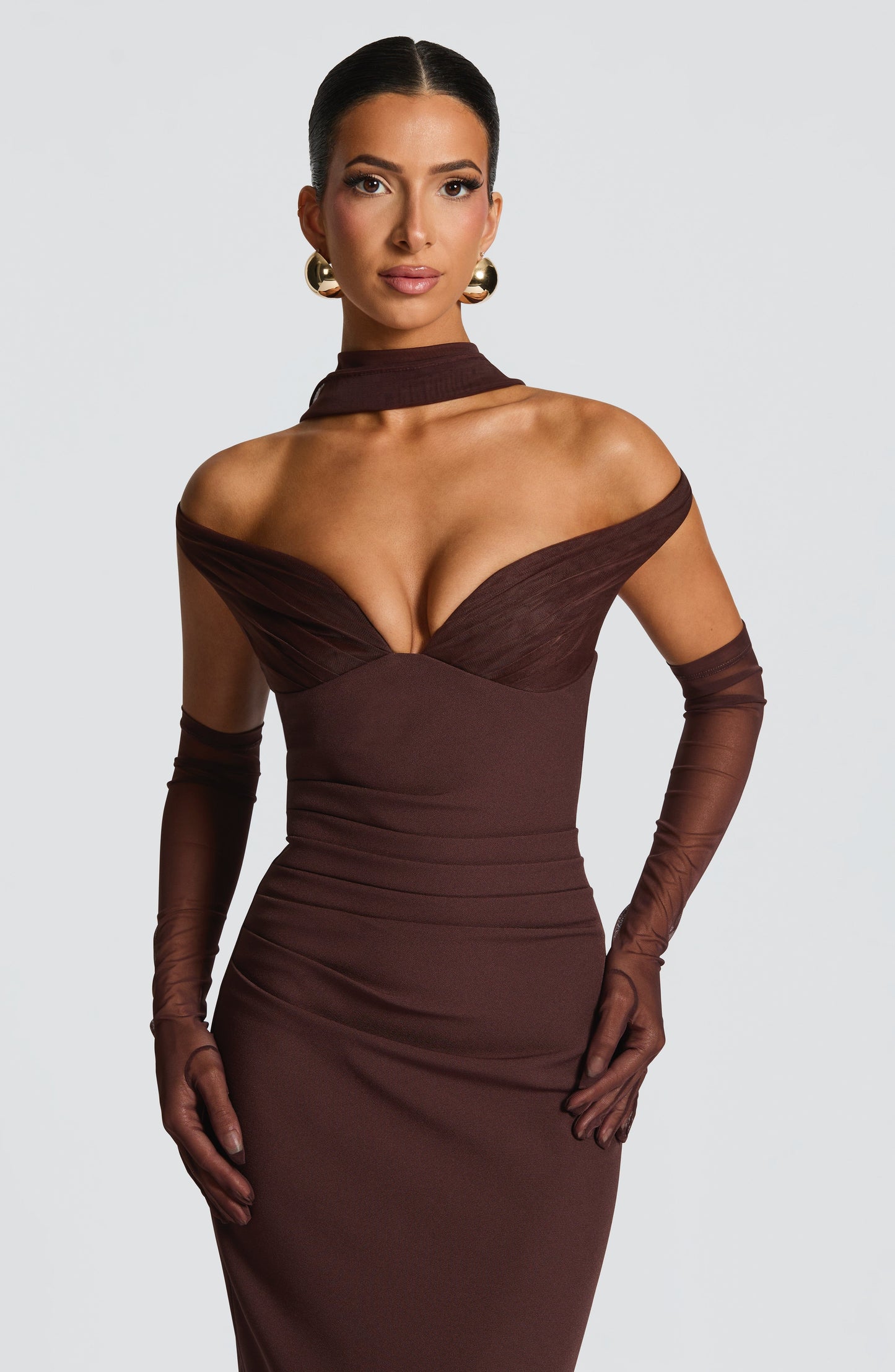 Vestido maxi Abigail - ciruela marrón
