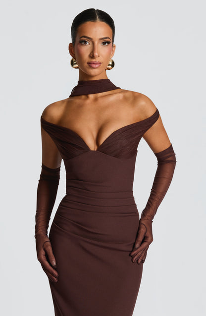 Vestido maxi Abigail - ciruela marrón