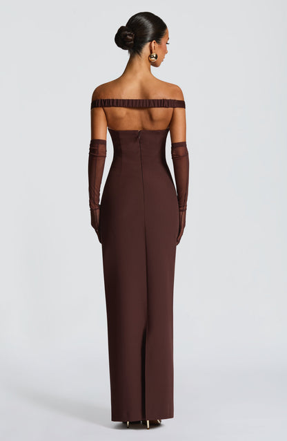 Vestido maxi Abigail - ciruela marrón