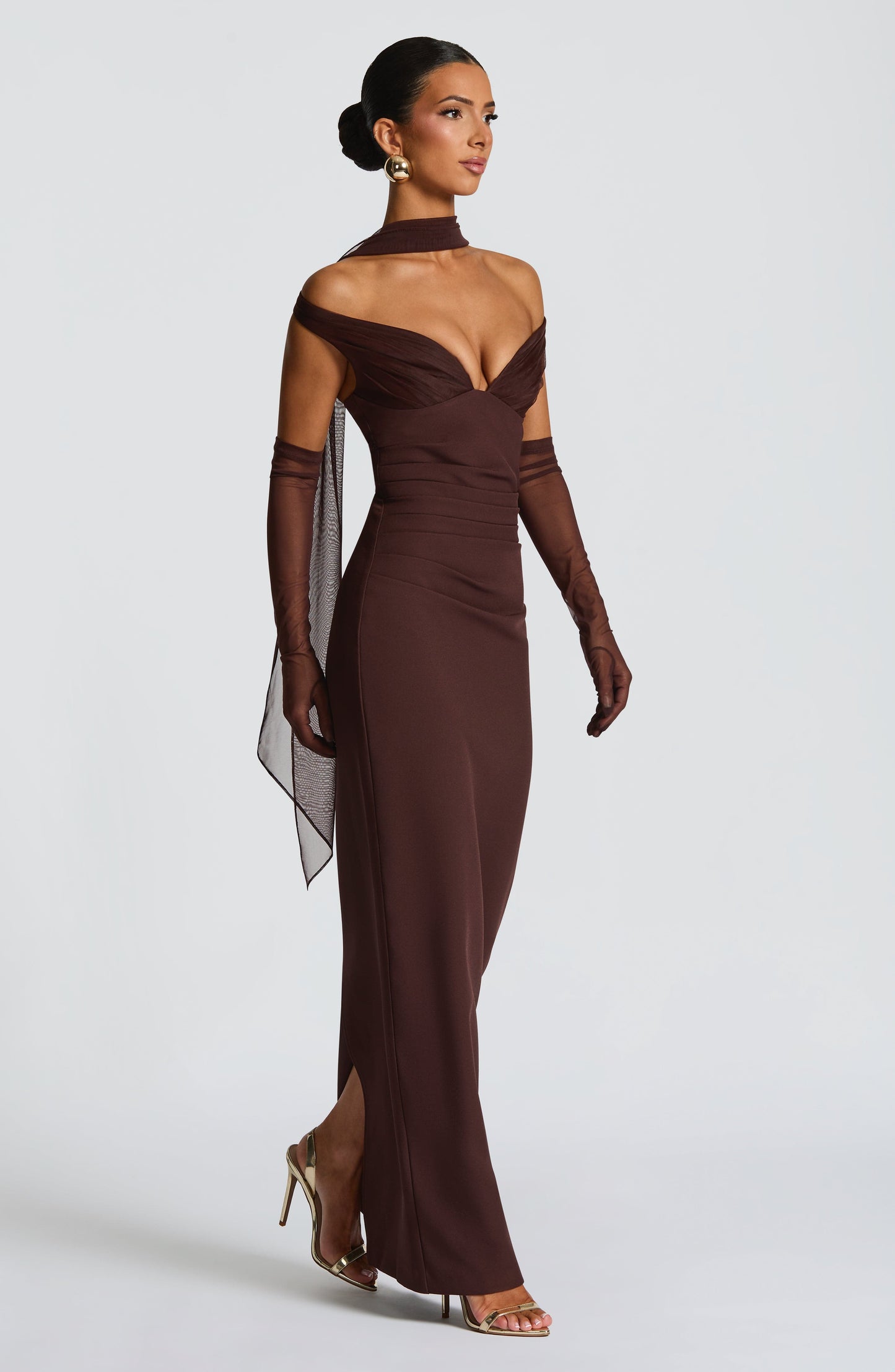 Vestido maxi Abigail - ciruela marrón