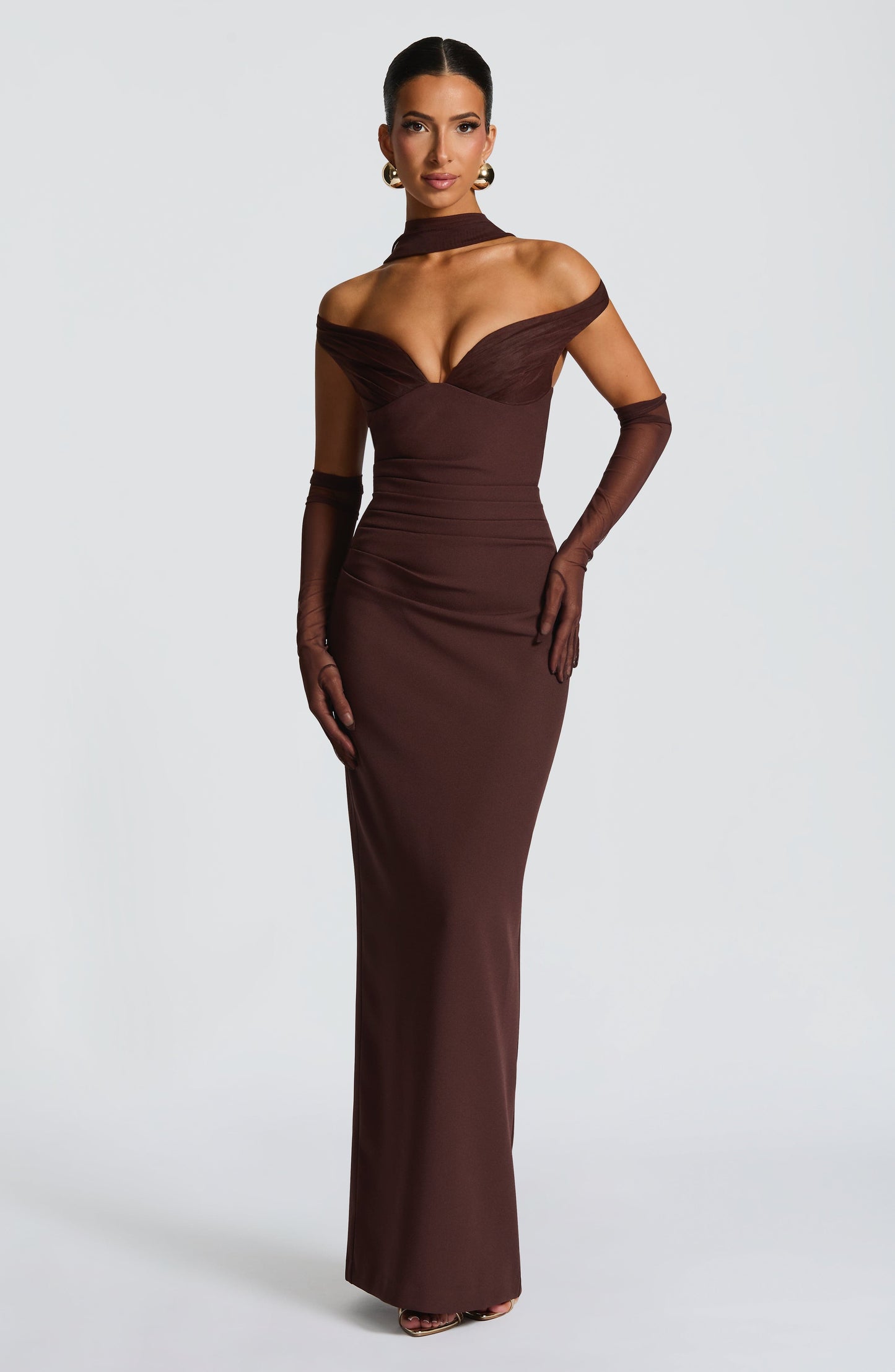 Vestido maxi Abigail - ciruela marrón