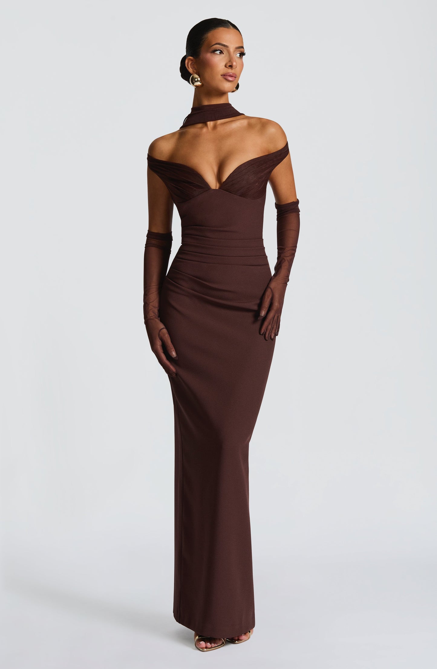 Vestido maxi Abigail - ciruela marrón