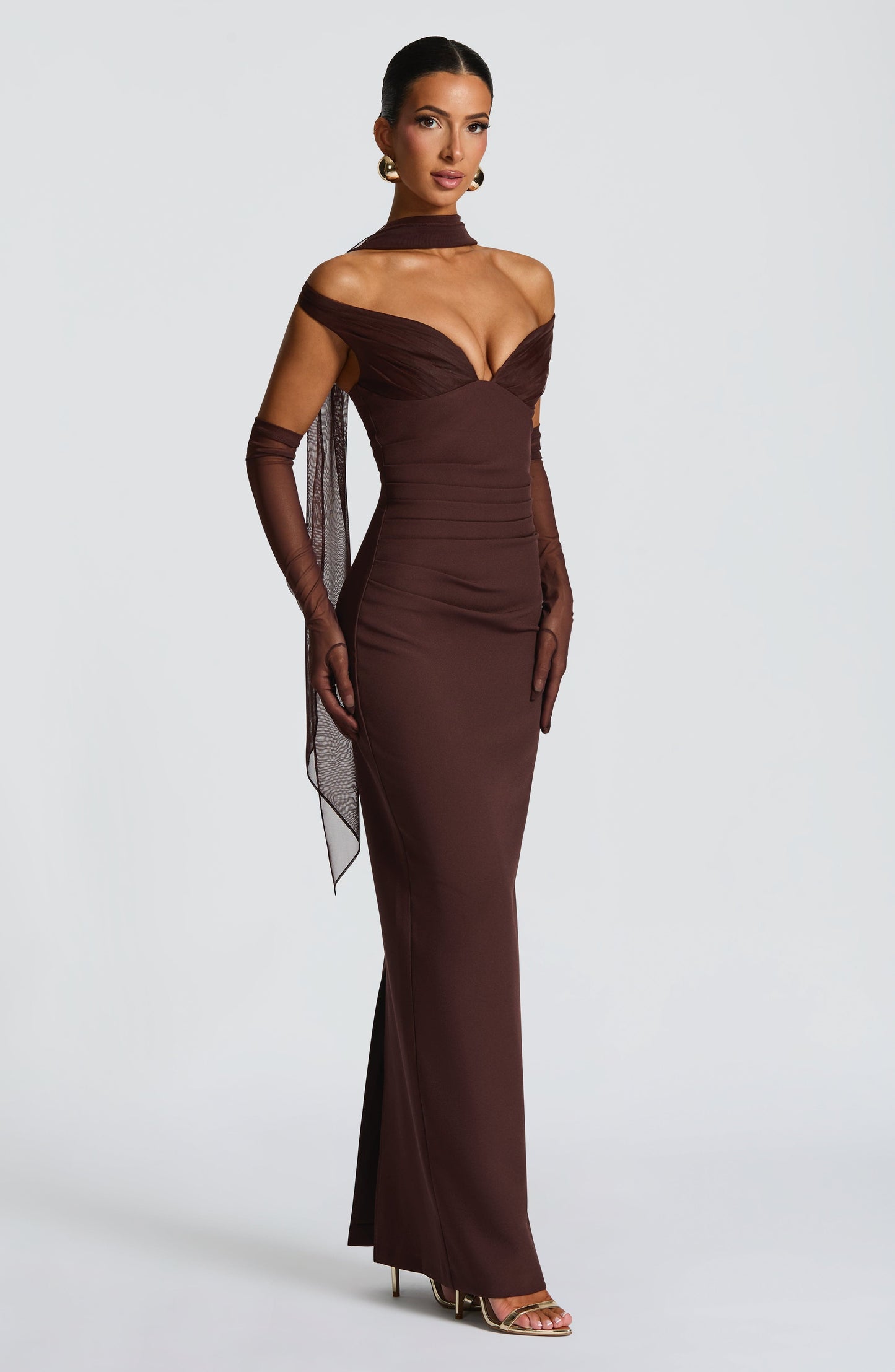 Vestido maxi Abigail - ciruela marrón