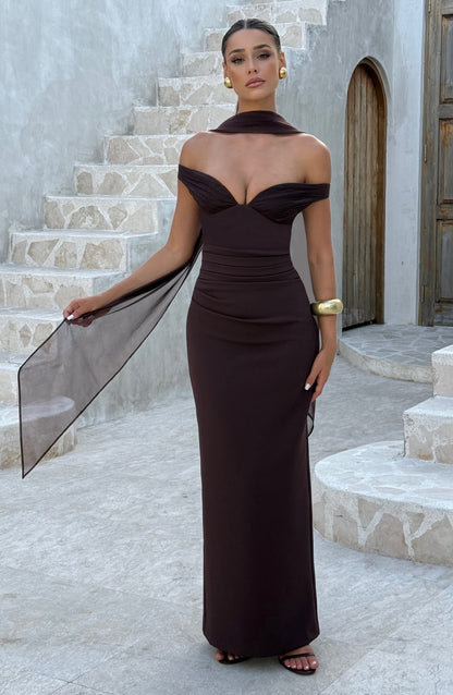 Vestido maxi Abigail - ciruela marrón