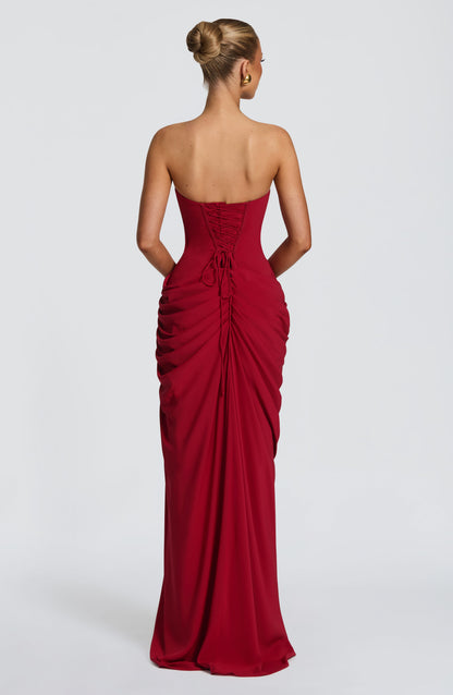 Cyra Vestido Maxi - Rojo Profundo