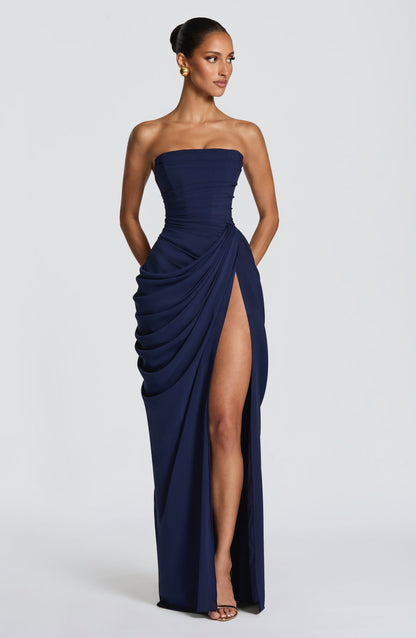 Vestido maxi Cyra - azul marino