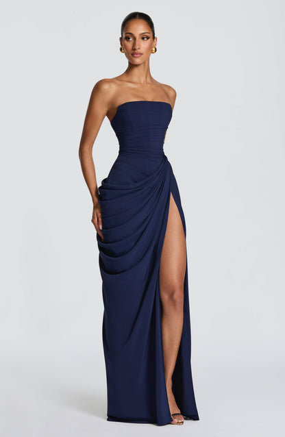 Vestido maxi Cyra - azul marino